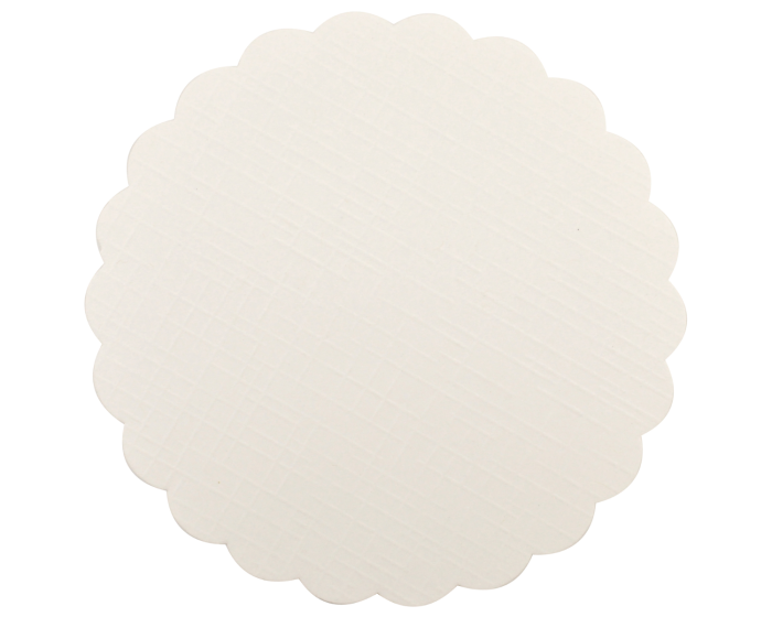 3.25 in Linen-Like Scalloped White Coasters With Wax Backing 1000 ct.