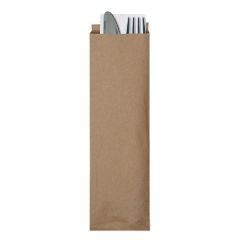 2.75 in x 1 in x 10 in 100% Recycled Kraft Cutlery Pouches 10,000 ct.