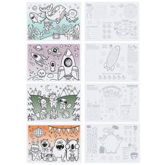 10 in x 14 in Kids Placemats 4 Designs and Crayons Combo Pack 200 ct.