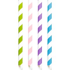 8.5 in Boba Tea Paper Straws 1,050 ct. shown in lime green, light pink, purple and turquoise