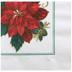 Traditional Poinsettia Tissue Beverage Napkin