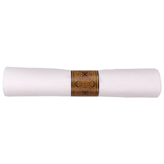 8 in x 8.5 in Pre-rolled Linen-Like CaterWrap White Napkins with Gold Hammered Cutlery 100 ct.