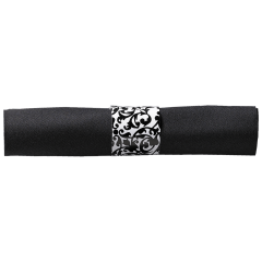 8 in x 8.5 in Pre-rolled Linen-Like CaterWrap Black Napkins with Clear Cutlery 100 ct.