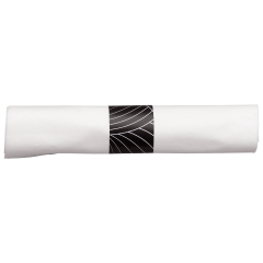 8.5 in Pre-rolled Linen-Like CaterWrap White Dinner Napkins with Black Cutlery 200 ct.