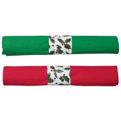 7.5 in x 4.25 in Pre-rolled CaterWrap Red and Green Napkins with Clear Cutlery 100 ct.