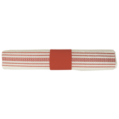 8 in x 4 in Pre-rolled CaterWrap Red Ticking Stripe Dinner Napkins with EarthWise Cutlery 100 ct.