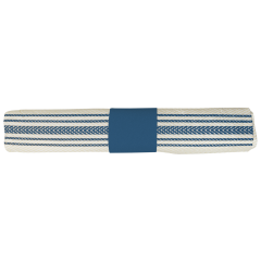 8 in x 4 in Pre-rolled CaterWrap Blue Ticking Stripe Dinner Napkins with Earthwise Cutlery 100 ct.