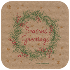 4 in Seasons Greetings Square Kraft EcoWave Coasters 1000 ct.