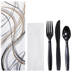 9.5 in x 3.25 in Printed Cutlery Pouches with Cutlery