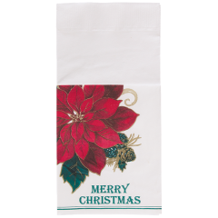 8.5 in x 4.25 in Coin Embossed Traditional Poinsettia Quickset Dinner Napkins 800 ct.