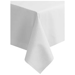 82 in x 82 in Linen-Like Greek Key Embossed White Tablecloth 24 ct.