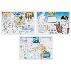 10 in x 14 in Seashore Games Multipack Paper Placemats 1000 ct.