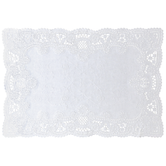 10 in x 14 in Normandy Embossed Lace Scalloped White Paper Placemats 1000 ct.