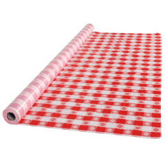 40 in x 100 ft Red Gingham Plastic Table Roll 1 ct.