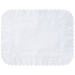 12.75 in x 16.5 in Mastercraft Embossed Scalloped White Paper Traymats 1000 ct.