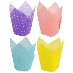 4 in Large Multicolor Polka Dots Paper Tulip Cups 500 ct.