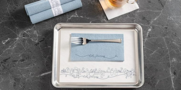 Custom printed traymat, custom printed napkin bands and napkin